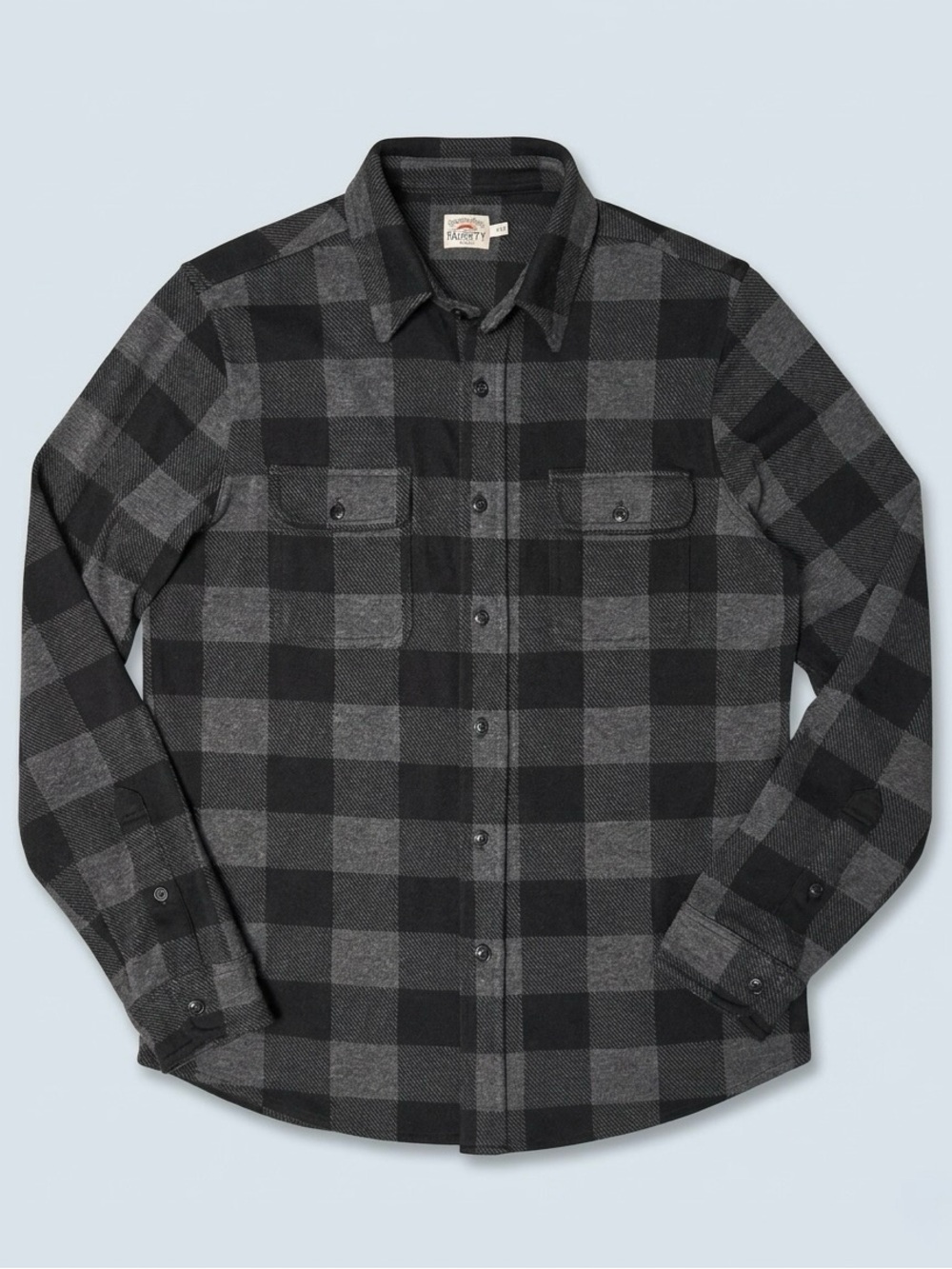 Faherty Legend Sweater Shirt Gray Buffalo Check M